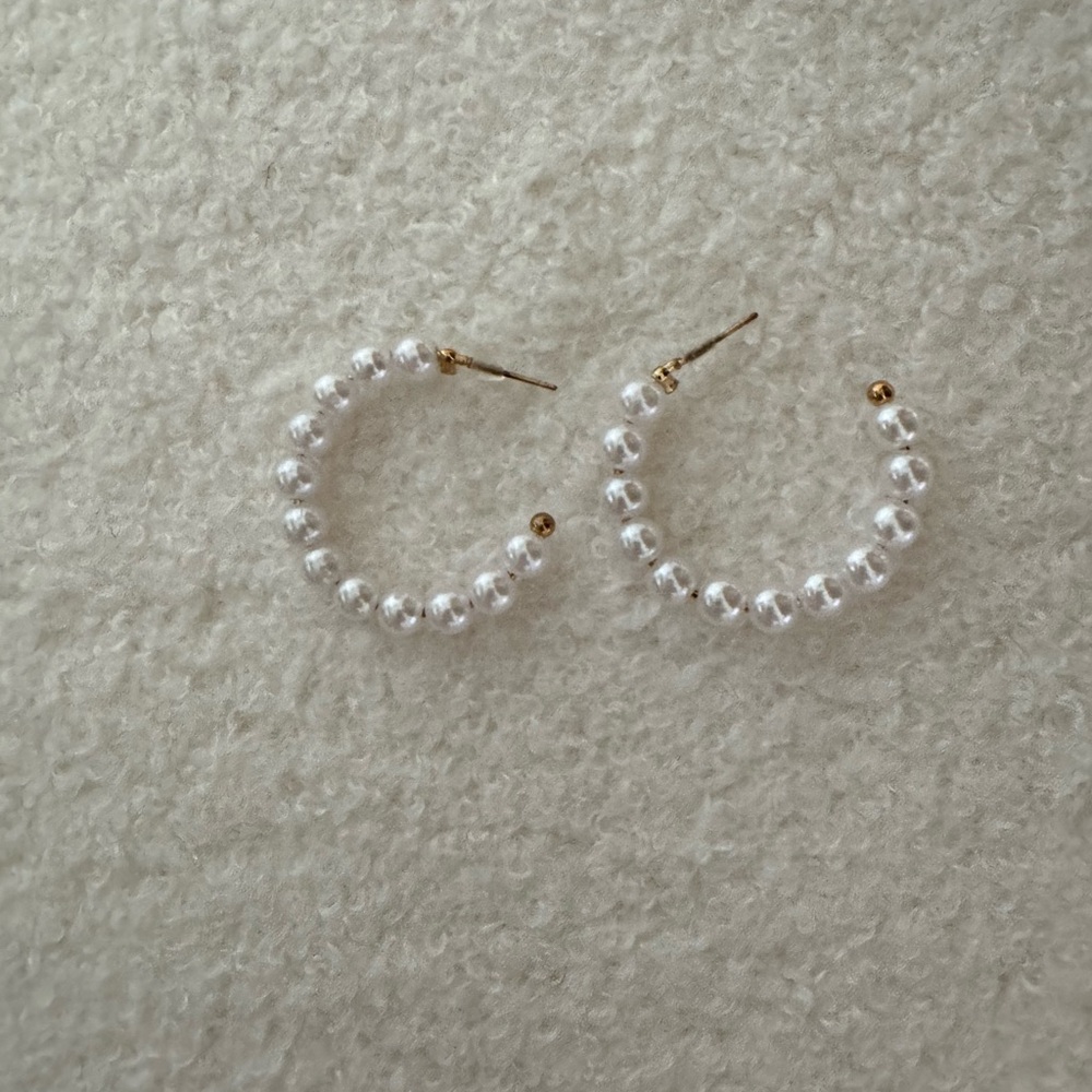 Anthropologie Faux Pearl Hoops Earrings Jewelry